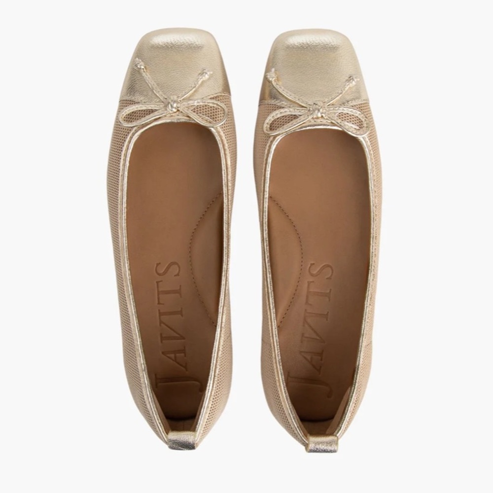 Eric Javits Gold Metallic Ballet Flat Women’s Size 9 NEW Breathable Mesh - Picture 3 of 13